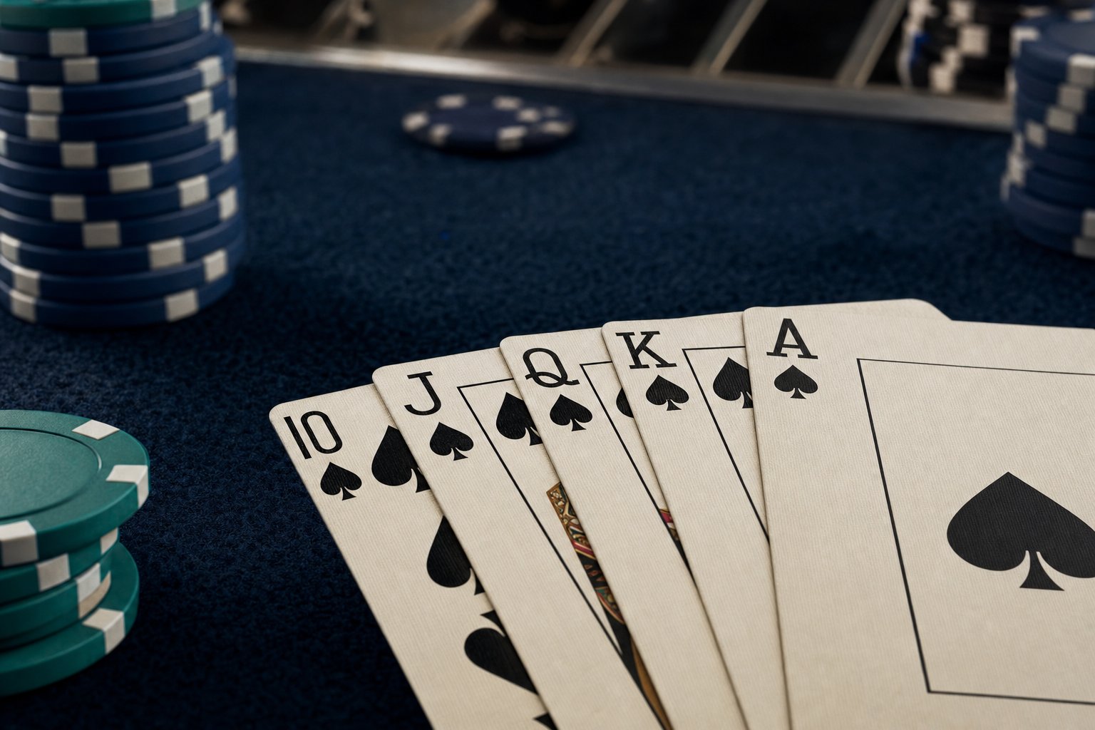 Casino Spiele — Spielkarten auf Filzoberfläche